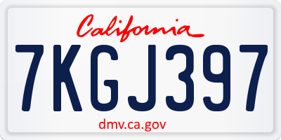 CA license plate 7KGJ397
