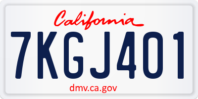 CA license plate 7KGJ401