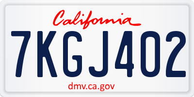 CA license plate 7KGJ402