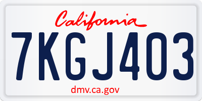 CA license plate 7KGJ403