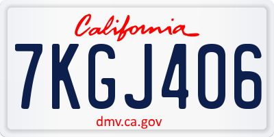 CA license plate 7KGJ406