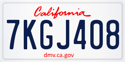 CA license plate 7KGJ408
