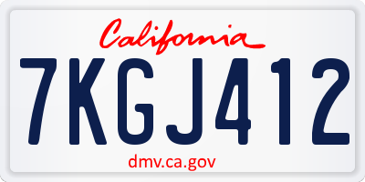 CA license plate 7KGJ412