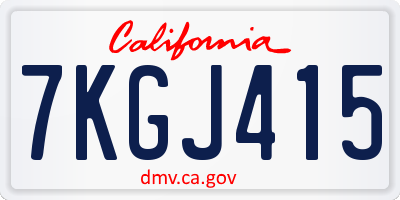 CA license plate 7KGJ415