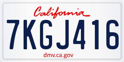 CA license plate 7KGJ416