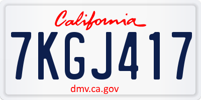 CA license plate 7KGJ417