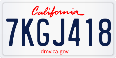 CA license plate 7KGJ418