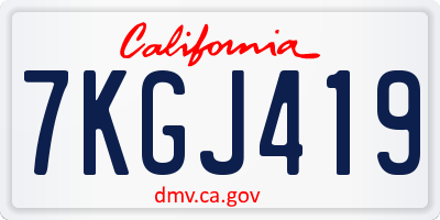 CA license plate 7KGJ419