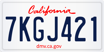 CA license plate 7KGJ421
