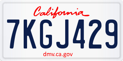 CA license plate 7KGJ429