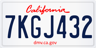 CA license plate 7KGJ432