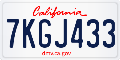 CA license plate 7KGJ433