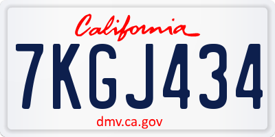 CA license plate 7KGJ434
