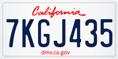 CA license plate 7KGJ435