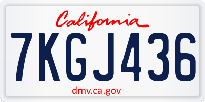 CA license plate 7KGJ436