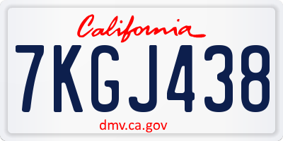 CA license plate 7KGJ438
