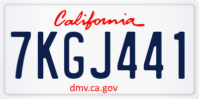 CA license plate 7KGJ441