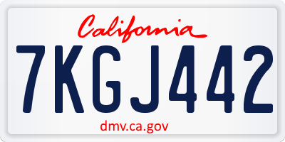 CA license plate 7KGJ442
