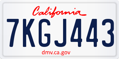 CA license plate 7KGJ443