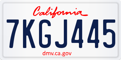 CA license plate 7KGJ445