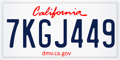 CA license plate 7KGJ449