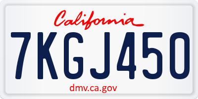 CA license plate 7KGJ450