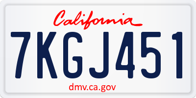 CA license plate 7KGJ451
