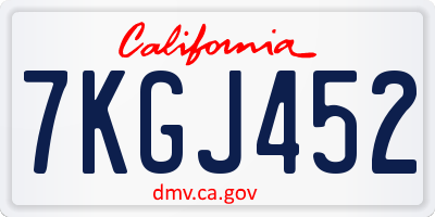 CA license plate 7KGJ452