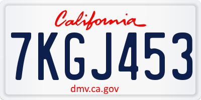 CA license plate 7KGJ453