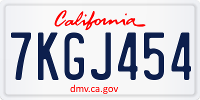 CA license plate 7KGJ454