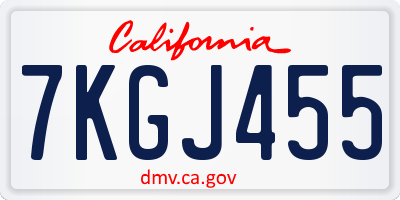 CA license plate 7KGJ455