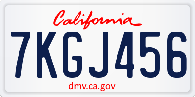 CA license plate 7KGJ456