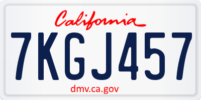CA license plate 7KGJ457
