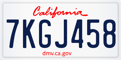 CA license plate 7KGJ458