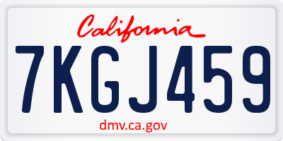 CA license plate 7KGJ459