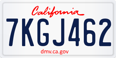 CA license plate 7KGJ462