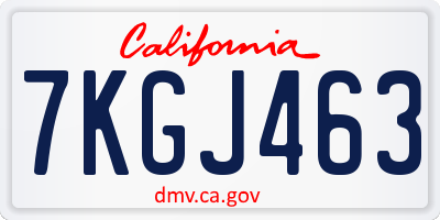CA license plate 7KGJ463