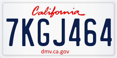 CA license plate 7KGJ464