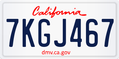 CA license plate 7KGJ467