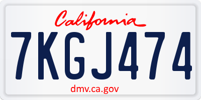 CA license plate 7KGJ474