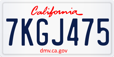 CA license plate 7KGJ475