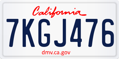 CA license plate 7KGJ476