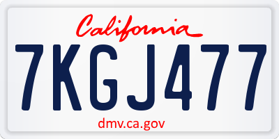 CA license plate 7KGJ477