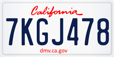 CA license plate 7KGJ478