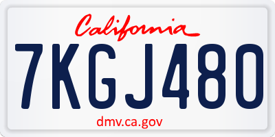 CA license plate 7KGJ480