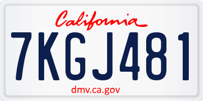 CA license plate 7KGJ481