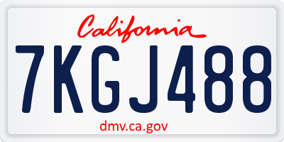 CA license plate 7KGJ488