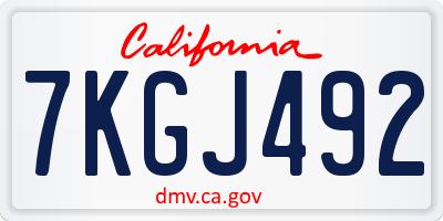 CA license plate 7KGJ492