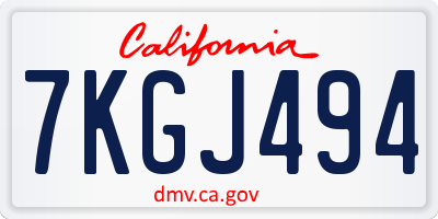 CA license plate 7KGJ494