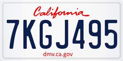 CA license plate 7KGJ495